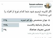 پاسخ جالب مردم به نظرسنجی توییتری آشنا، درباره ترمیم کابینه (عکس)