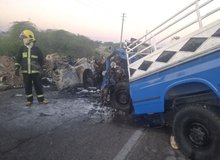 تصادف مرگبار نیسان حامل کپسول گاز با پژو/ آمار فوتی‌ها + عکس