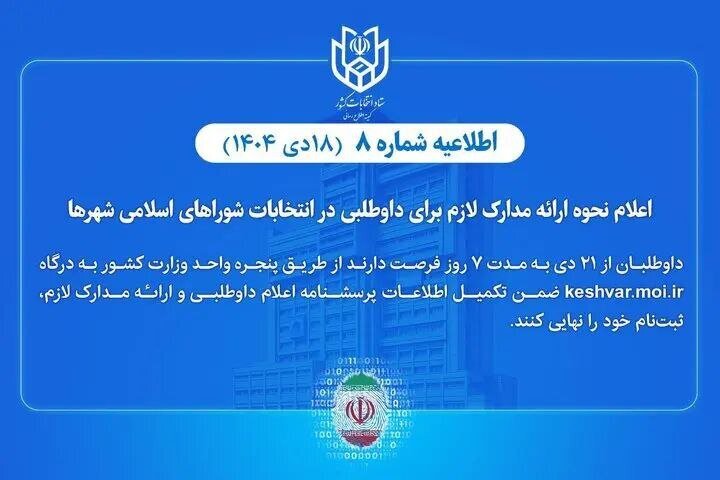 اعلام نحوه ارائه مدارک لازم برای داوطلبی در انتخابات شوراهای اسلامی
