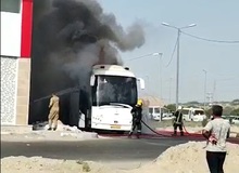 آتش سوزی اتوبوس در مسیر همدان-کرمانشاه