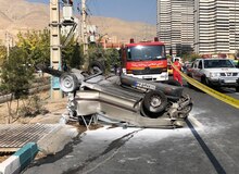 تصادف کامیون با ۱۴ خودرو در تهران + عکس