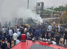 آتش‌سوزی یک انبار لاستیک در شهریار 