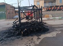 نخل عزاداری ۳۰۰ ساله اردستان در آتش سوخت
